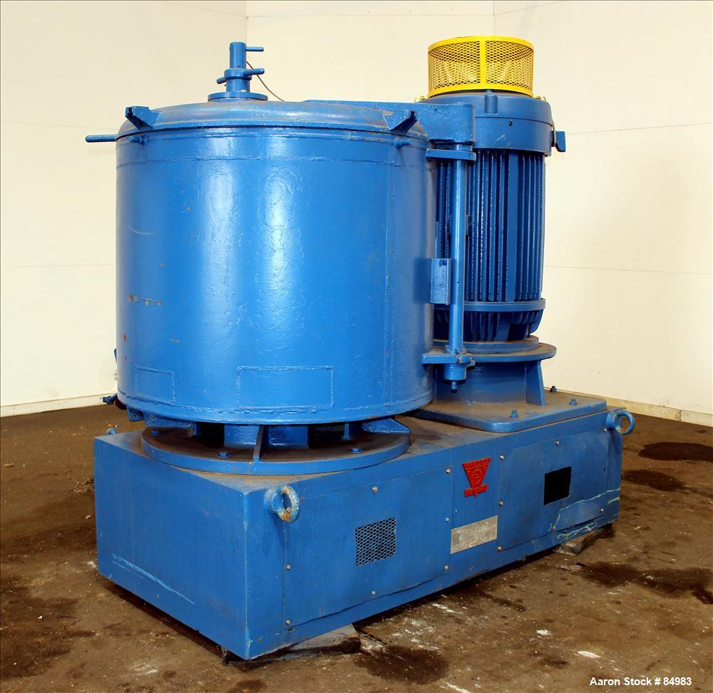 Used Prodex/Henschel High Intensity Mixer, 1000 Liter, 35 Cubic Feet Capacity, Model 250-JSS, 316 Stainless Steel. Carbon steel jacketed bowl 46'' diameter x 38'' deep. Swing away top cover, 2 tier b...