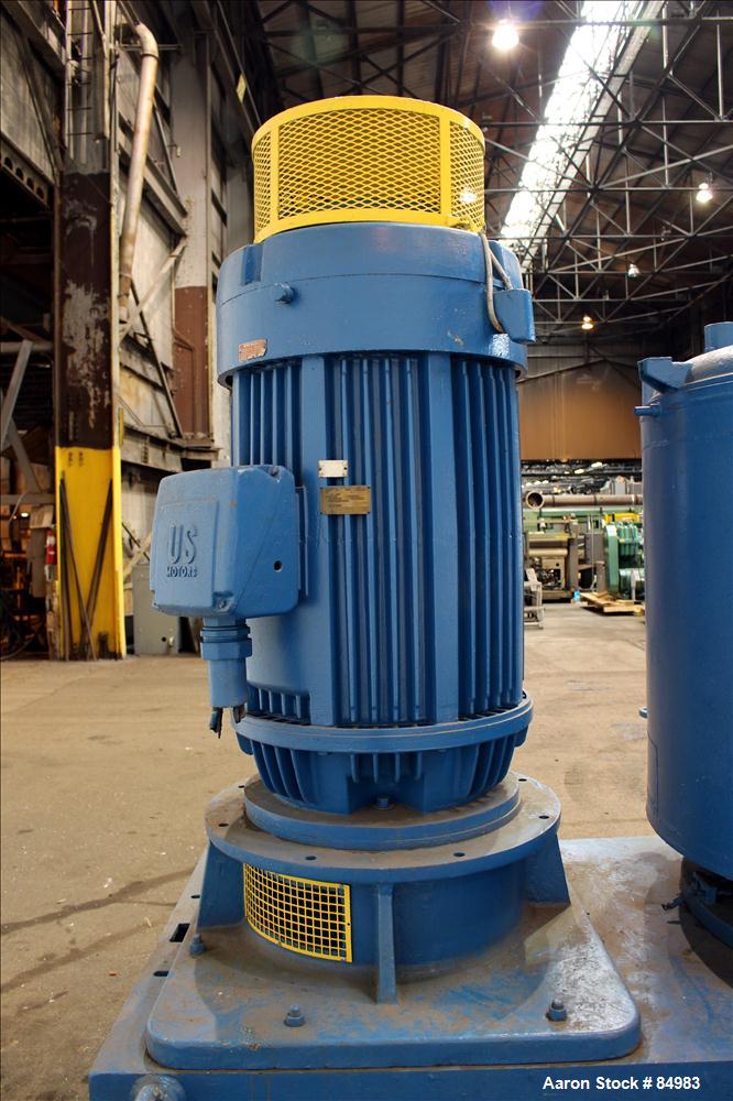 Used Prodex/Henschel High Intensity Mixer, 1000 Liter, 35 Cubic Feet Capacity, Model 250-JSS, 316 Stainless Steel. Carbon steel jacketed bowl 46'' diameter x 38'' deep. Swing away top cover, 2 tier b...