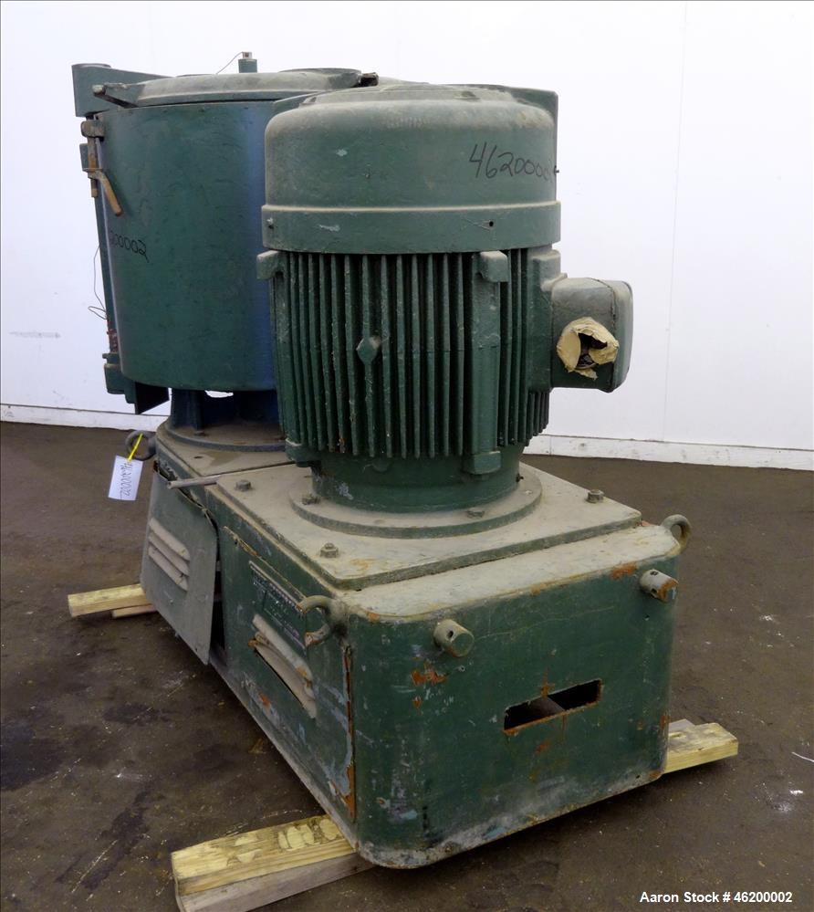 Used Prodex High Intensity Mixer, Model 60JSS, 304 Stainless Steel. Approximate working capacity 170 liters 6 cubic feet (240 liter 8.5 cubic feet total). Carbon steel jacketed bowl 30" diameter x 24...