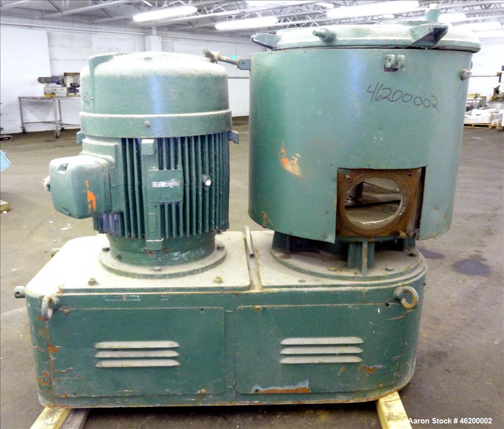 Used Prodex High Intensity Mixer, Model 60JSS, 304 Stainless Steel. Approximate working capacity 170 liters 6 cubic feet (240 liter 8.5 cubic feet total). Carbon steel jacketed bowl 30" diameter x 24...