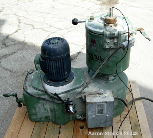 Used Prodex Henschel High Intensity Lab Mixer, Approximately 10 Liter (.34 Cubic Feet), 316 Stainless Steel. Carbon steel jacketed bowl 9" diameter x 9" deep. Hinged top cover with baffle, 2 tier bla...