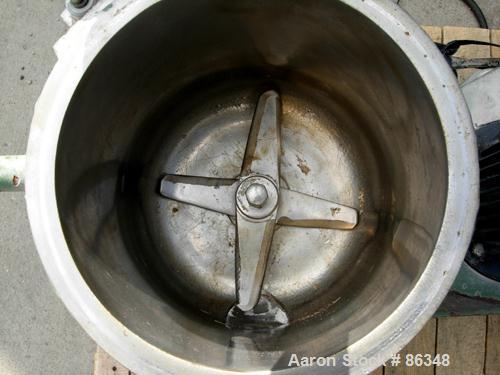 Used Prodex Henschel High Intensity Lab Mixer, Approximately 10 Liter (.34 Cubic Feet), 316 Stainless Steel. Carbon steel jacketed bowl 9" diameter x 9" deep. Hinged top cover with baffle, 2 tier bla...