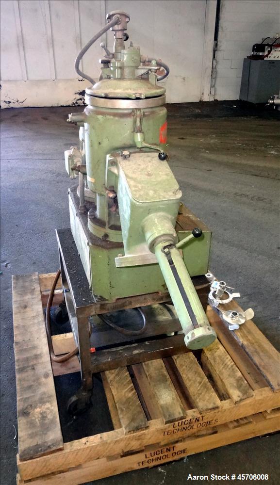 Used Papenmeier High Intensity Mixer, Model TGHK8, 8 Liter Capacity. 316 Stainless Steel. 9" Diameter x 10.5" deep mixing bowl, 2 tier mixing blade, hinged top cover with baffle. Driven by a 3kw, 3/6...