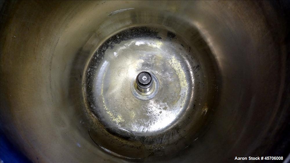 Used Papenmeier High Intensity Mixer, Model TGHK8, 8 Liter Capacity. 316 Stainless Steel. 9" Diameter x 10.5" deep mixing bowl, 2 tier mixing blade, hinged top cover with baffle. Driven by a 3kw, 3/6...