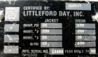 Used Littleford High Intensity Mixer, Model W-1500, 32 Cubic Feet Working Volume (51 Total), 304 Stainless Steel. 47-1/2'' diameter x 56'' deep carbon steel jacketed bowl. Swing away top cover with b...
