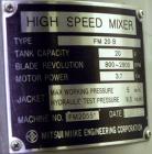Used Mitsui Mike High Intensity Mixer, Model FM20B, 20 Liter (0.70 Cubic Feet), 304 Stainless Steel. Jacketed bowl 11-3/4