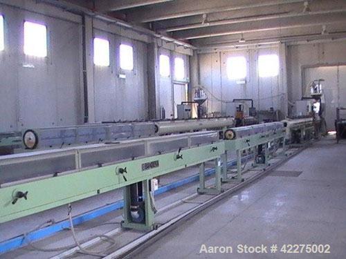 Used Bandera Pipe Extrusion Plant, complete for production of LDPE and HDPE pipes, output 441-551 lbs/h (200-250 kg/h). Comprised of Banders extruder T.R.90, gravimetrical dosing unit, BDO 100L scree...