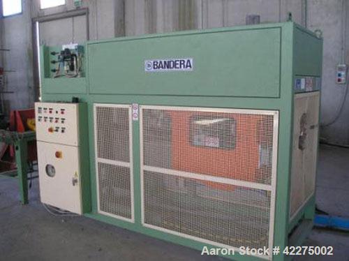 Used Bandera Pipe Extrusion Plant, complete for production of LDPE and HDPE pipes, output 441-551 lbs/h (200-250 kg/h). Comprised of Banders extruder T.R.90, gravimetrical dosing unit, BDO 100L scree...