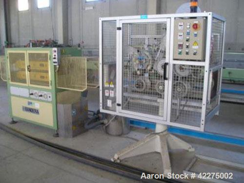 Used Bandera Pipe Extrusion Plant, complete for production of LDPE and HDPE pipes, output 441-551 lbs/h (200-250 kg/h). Comprised of Banders extruder T.R.90, gravimetrical dosing unit, BDO 100L scree...