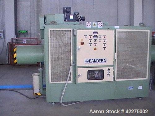 Used Bandera Pipe Extrusion Plant, complete for production of LDPE and HDPE pipes, output 441-551 lbs/h (200-250 kg/h). Comprised of Banders extruder T.R.90, gravimetrical dosing unit, BDO 100L scree...