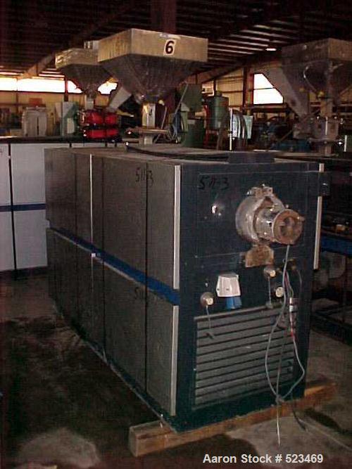USED: Betol Betopac tubing/straw line consisting of the following: 50mm Betol model 5025, 24:1 L/D, non-vented extruder with electrically heated, air cooled barrel. Has 14 kw DC motor. Includes gearb...