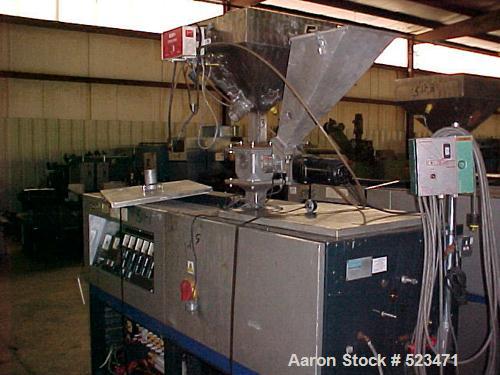 USED: Betol tubing/straw line, new 1989. Line consists of the following: Betol model 5025 50mm extruder. Extruder is belt driven from 14 kw DC motor controlled to torque arm reducer. Extruder is elec...