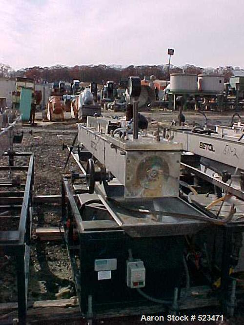 USED: Betol tubing/straw line, new 1989. Line consists of the following: Betol model 5025 50mm extruder. Extruder is belt driven from 14 kw DC motor controlled to torque arm reducer. Extruder is elec...