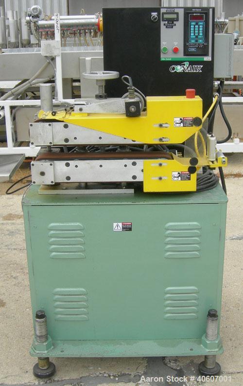 Used (1) Conair puller, model 3-20P, 3" wide x 20" long manually adjustable belts, serial #72139. (1) Conair portable chiller, model MPA-3, 3.64 tons, air cooled, includes PC-1 microprocessor control...