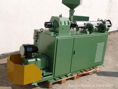 Used IDE Co-Extrusion Line. (1) IDE ME-60/3 single screw extruder, 2.4" (60 mm), 25 L/D, 32 hp/24 kW DC motor, output approximately 132 lbs/h (60 kg/h), with hopper. (1) IDE MEB-45/4x25D co-extruder ...