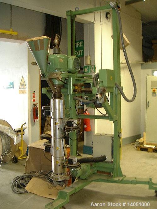 Used IDE Co-Extrusion Line. (1) IDE ME-60/3 single screw extruder, 2.4" (60 mm), 25 L/D, 32 hp/24 kW DC motor, output approximately 132 lbs/h (60 kg/h), with hopper. (1) IDE MEB-45/4x25D co-extruder ...