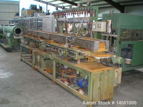 Used IDE Co-Extrusion Line. (1) IDE ME-60/3 single screw extruder, 2.4" (60 mm), 25 L/D, 32 hp/24 kW DC motor, output approximately 132 lbs/h (60 kg/h), with hopper. (1) IDE MEB-45/4x25D co-extruder ...