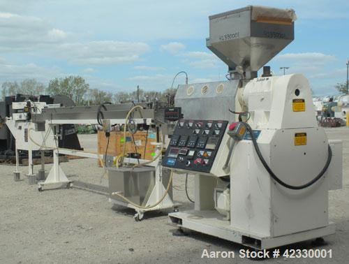 Used Killion 3/8’’ Diameter Tube Line consisting of: (1) Killion 1-1/2’’ single screw extruder, approximately 22 to 1 L/D ratio. Electrically heated, air cooled 3 zone non-vented barrel. Water cooled...