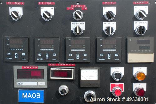 Used Killion 3/8’’ Diameter Tube Line consisting of: (1) Killion 1-1/2’’ single screw extruder, approximately 22 to 1 L/D ratio. Electrically heated, air cooled 3 zone non-vented barrel. Water cooled...