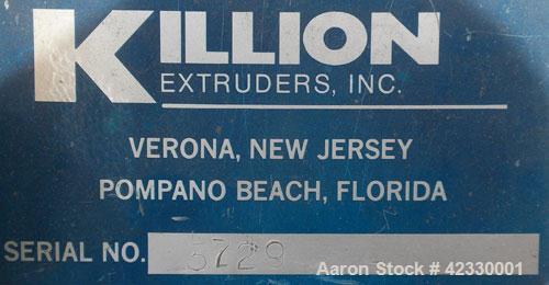 Used Killion 3/8’’ Diameter Tube Line consisting of: (1) Killion 1-1/2’’ single screw extruder, approximately 22 to 1 L/D ratio. Electrically heated, air cooled 3 zone non-vented barrel. Water cooled...