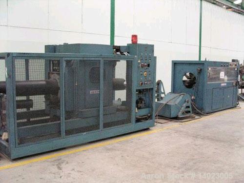 Used-Krauss Maffei pipe extrusion line, capacity 1102 lbs/h (500 kg/h), used for 9.84"-15.75" (125-400 mm) HDPE pipes.  Cons...