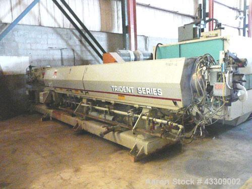 Used PTI 4.5" Trident Series Extruder, Model 4500, 48 to 1 L/D ratio. (7) Zone, electrically heated, water cooled, closed loop, non-vented barrel. Previously used for PE foam extrusion. Flender gearb...