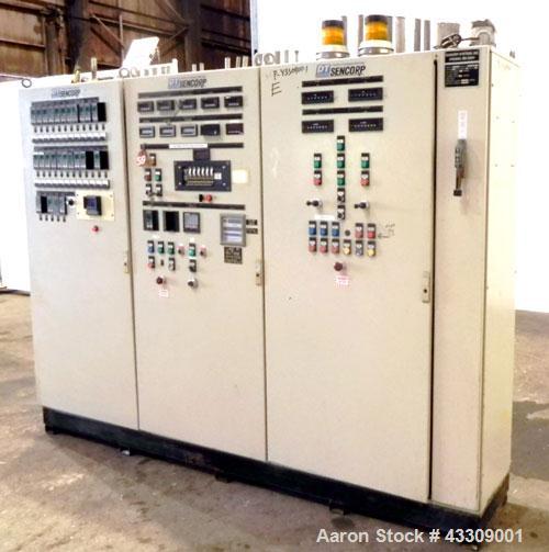 Used Sencorp Systems 120/150 Tandem Foam Processing Line Consisting Of: (1) Davis Standard 4-1/2” Thermatic single screw extruder, model 120MM45, serial# 57112. Approximate 32 to 1 L/D ratio. Electri...