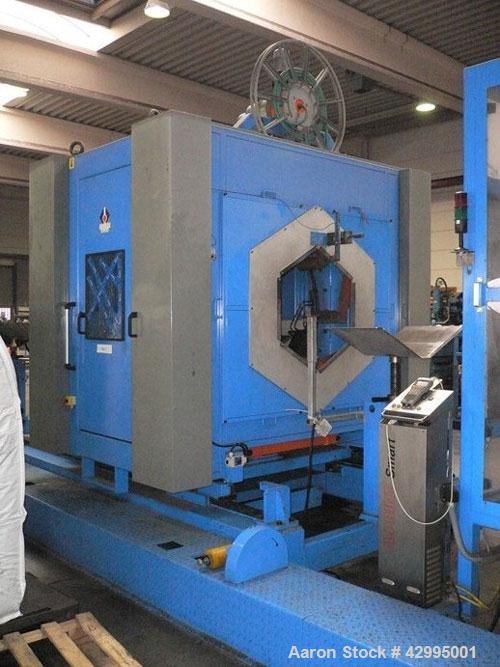 Used Unicor UC 1000/9 iV Corrugator Extrusion Line, for corrugated PE double wall pipes up to maximum 39.37" (1000 mm) outer dimension pipes, 230/400 volt, 50 hz. Comprised of: (10) Mann+Hummel mater...