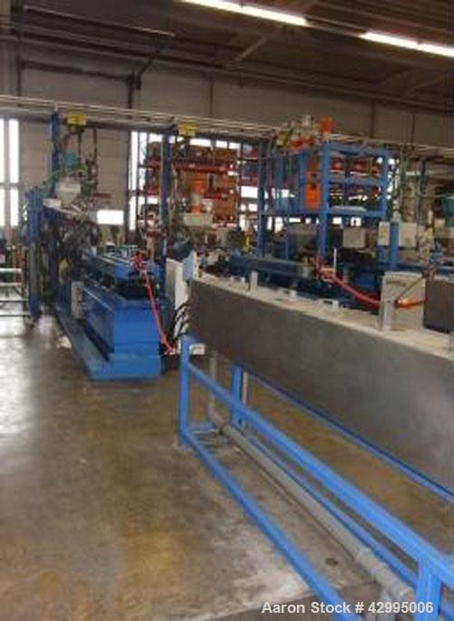 Used Unicor UC 58/90 Corrugator Line.  Maximum output 705 lbs (320 kg/h), for single wall pipes from 0.23 - 2" (5 - 58 mm), maximum speed up to 98 ft/hour (30 m/hour).  Comprised of:  (1) Cincinnati ...