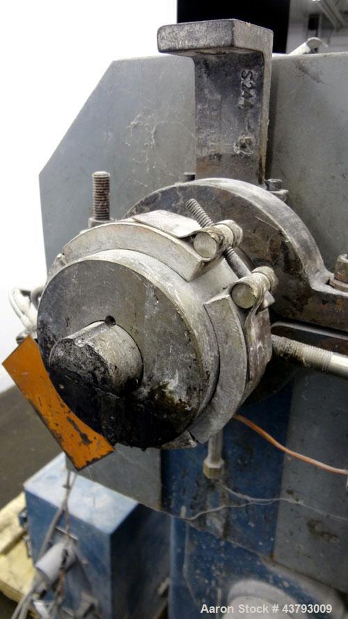 Used APV Single Screw Pelletizing Line Consisting Of: (1) APV 1-1/2” single screw extruder, 30 to 1 L/D ratio. Electrically heated, air cooled 4 zone, side vented barrel with vacuum pump. Water coole...