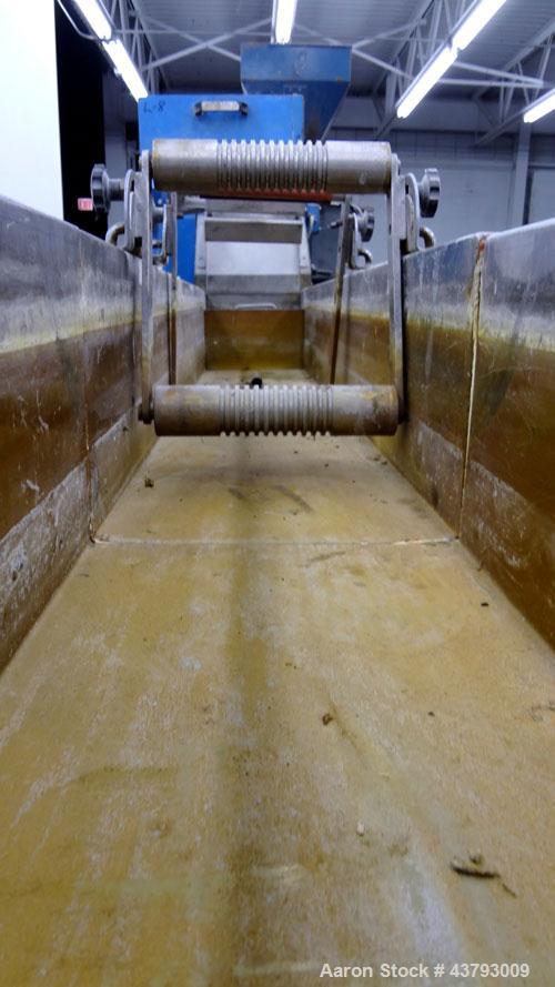 Used APV Single Screw Pelletizing Line Consisting Of: (1) APV 1-1/2” single screw extruder, 30 to 1 L/D ratio. Electrically heated, air cooled 4 zone, side vented barrel with vacuum pump. Water coole...