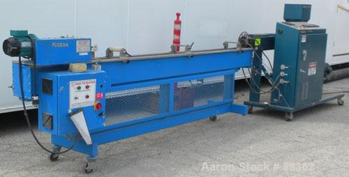 Used Akron Pelletizing Line Consisting Of: (1) Akron 1-1/2" single screw extruder, model MPAK 150. Approximate 40:1 L/D ratio. Electrically heated, air cooled. 5 zone vented, plugged barrel. Water co...
