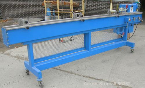 Used Akron Pelletizing Line Consisting Of: (1) Akron 1-1/2" single screw extruder, model MPAK 150. Approximate 40:1 L/D ratio. Electrically heated, air cooled. 5 zone vented, plugged barrel. Water co...