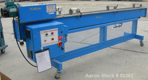 Used Akron Pelletizing Line Consisting Of: (1) Akron 1-1/2" single screw extruder, model MPAK 150. Approximate 40:1 L/D ratio. Electrically heated, air cooled. 5 zone vented, plugged barrel. Water co...