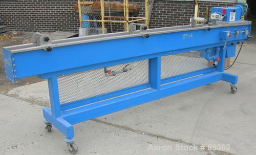 Used Akron Pelletizing Line Consisting Of: (1) Akron 1-1/2" single screw extruder, model MPAK 150. Approximate 40:1 L/D ratio. Electrically heated, air cooled. 5 zone vented, plugged barrel. Water co...
