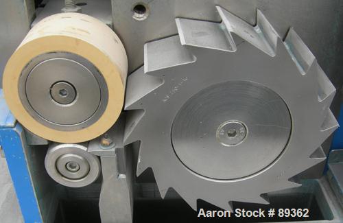 Used Akron Pelletizing Line Consisting Of: (1) Akron 1-1/2" single screw extruder, model MPAK 150. Approximate 40:1 L/D ratio. Electrically heated, air cooled. 5 zone vented, plugged barrel. Water co...