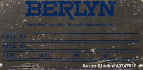 Used Berlyn Pelletizing Line Consisting Of: (1) Berlyn 2" single screw extruder, approximately 36:1 L/D ratio. Electrically heated, air cooled 5 zone top vented barrel with vacuum pump. Water cooled ...
