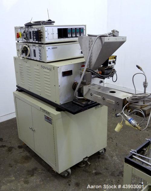 Used C.W. Brabender Plasti-Corder Extruder System consisting of: (1) Direct current drive unit, model DR-2071, type Polysped, No. 0105/PE, serial #265. Approximately 7 hp motor. (1) PL-2000 panel. (1...