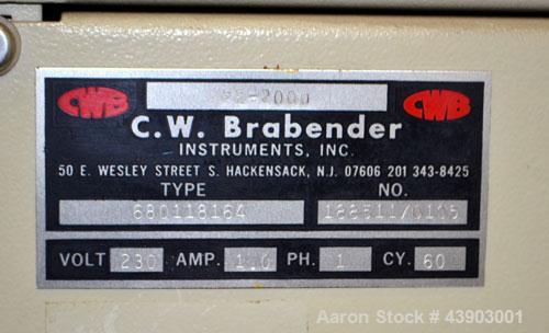 Used C.W. Brabender Plasti-Corder Extruder System consisting of: (1) Direct current drive unit, model DR-2071, type Polysped, No. 0105/PE, serial #265. Approximately 7 hp motor. (1) PL-2000 panel. (1...