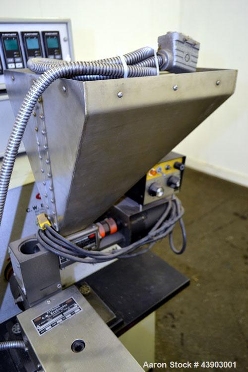 Used C.W. Brabender Plasti-Corder Extruder System consisting of: (1) Direct current drive unit, model DR-2071, type Polysped, No. 0105/PE, serial #265. Approximately 7 hp motor. (1) PL-2000 panel. (1...