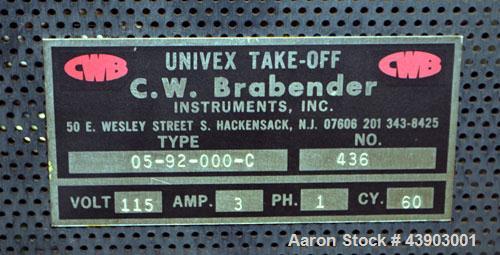 Used C.W. Brabender Plasti-Corder Extruder System consisting of: (1) Direct current drive unit, model DR-2071, type Polysped, No. 0105/PE, serial #265. Approximately 7 hp motor. (1) PL-2000 panel. (1...