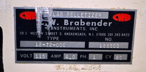 Used C.W. Brabender Plasti-Corder Extruder System consisting of: (1) Direct current drive unit, model DR-2071, type Polysped, No. 0105/PE, serial #265. Approximately 7 hp motor. (1) PL-2000 panel. (1...