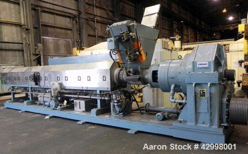 Used Crown (CDLTechnologies) Pelletizing Line, Consisting Of: (1) Crown (CDLTechnologies) 10’’ Diameter Single Screw Extruder, Model CEXT10, serial# 1590. Approximately 30 to 1 L/D ratio, cored for c...