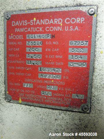 Used 2000 Davis Standard Model 60IN60TPH Pelletizer Extruder