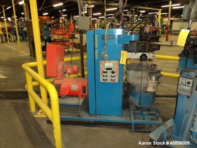 Used 6" Deltaplast extruder, 32 to 1 L/D ratio. Electrically heated, water cooled, jacketed feed section, thru Hamilton gearbox with 17.75 to 1 gearbox ratio, 300 hp DC motor with SCR controller, mai...