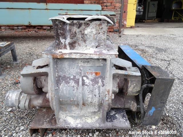 Used 6" Deltaplast extruder, 32 to 1 L/D ratio. Electrically heated, water cooled, jacketed feed section, thru Hamilton gearbox with 17.75 to 1 gearbox ratio, 300 hp DC motor with SCR controller, mai...