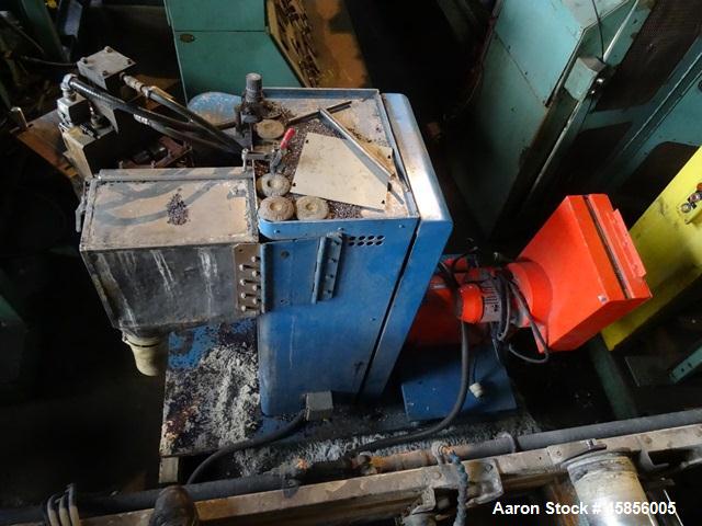 Used 6" Deltaplast extruder, 32 to 1 L/D ratio. Electrically heated, water cooled, jacketed feed section, thru Hamilton gearbox with 17.75 to 1 gearbox ratio, 300 hp DC motor with SCR controller, mai...