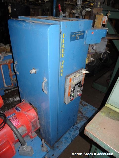 Used 6" Deltaplast extruder, 32 to 1 L/D ratio. Electrically heated, water cooled, jacketed feed section, thru Hamilton gearbox with 17.75 to 1 gearbox ratio, 300 hp DC motor with SCR controller, mai...