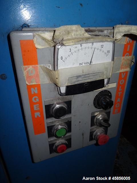 Used 6" Deltaplast extruder, 32 to 1 L/D ratio. Electrically heated, water cooled, jacketed feed section, thru Hamilton gearbox with 17.75 to 1 gearbox ratio, 300 hp DC motor with SCR controller, mai...