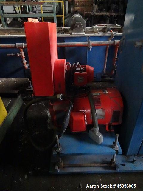 Used 6" Deltaplast extruder, 32 to 1 L/D ratio. Electrically heated, water cooled, jacketed feed section, thru Hamilton gearbox with 17.75 to 1 gearbox ratio, 300 hp DC motor with SCR controller, mai...